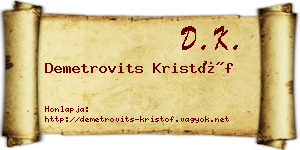 Demetrovits Kristóf névjegykártya